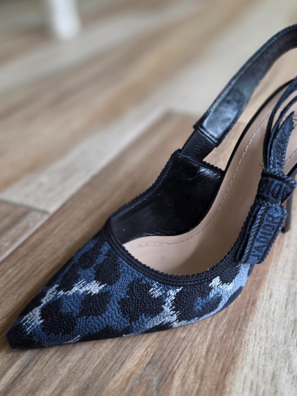 Dior J'Adior Slingback Blue/Black Ikat Animal Print Shoe Eur. 39